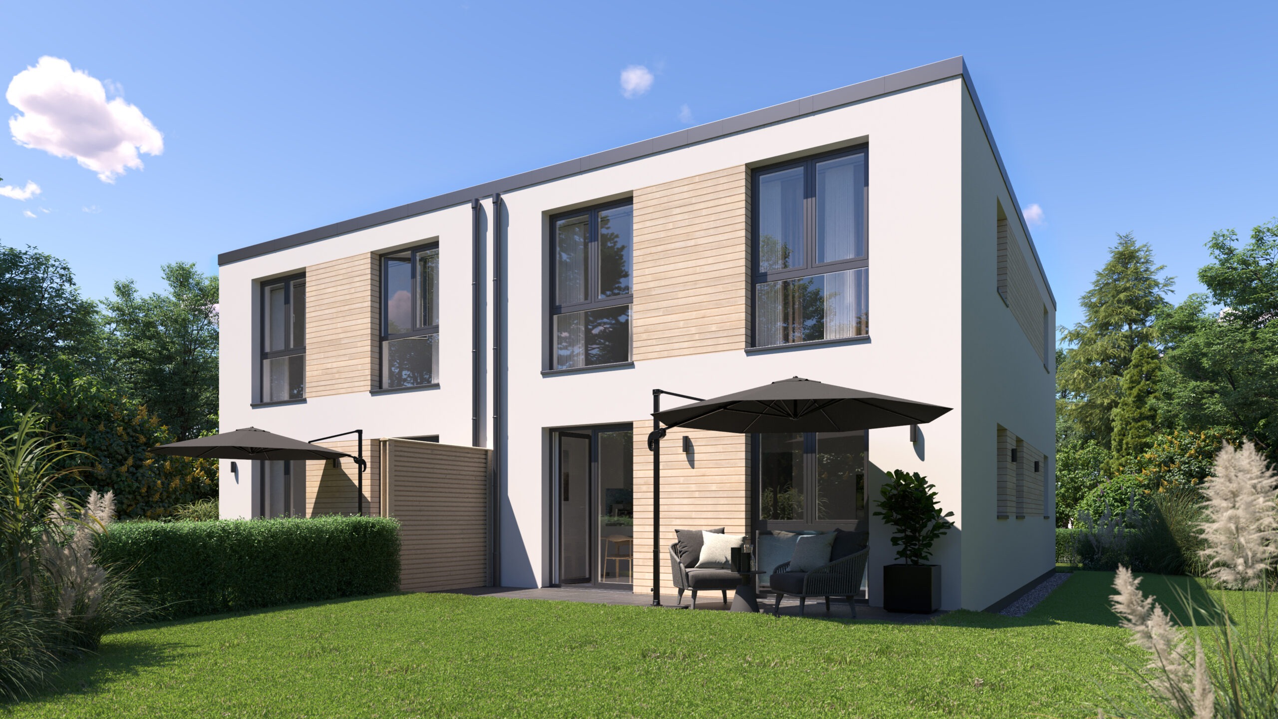 nienaber modular Doppelhaus aus Holzmodulen